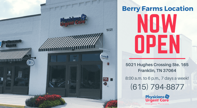 Physicians Urgent Care Opens New Clinic in Berry Farms in
